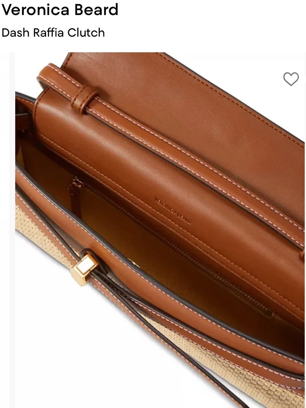 Veronica Beard Dash Raffia Clutch Hazelwood Leather Top Handle Bag - Picture 4 of 12